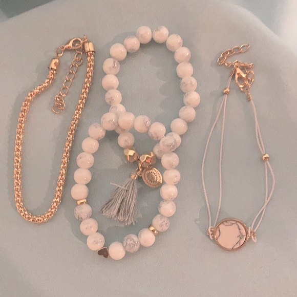 Marble & Gold Tone Four Piece Bracelet Set NEW - Picture 3 of 11